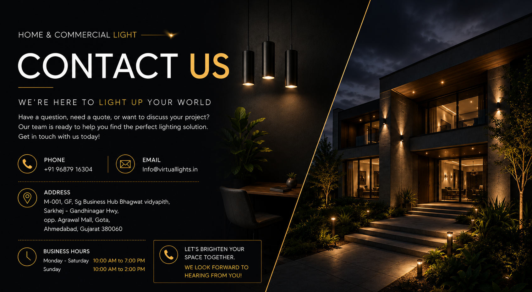 Contact Virtual Lights - we're here to light up your world; call, email or visit us in Ahmedabad, Gujarat